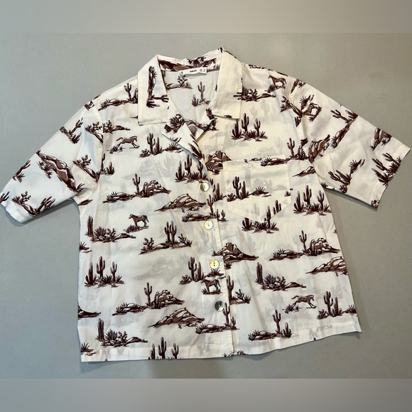 Mango Button Down Western Print Shirt MNG - Size XS - Picture 5 of 15